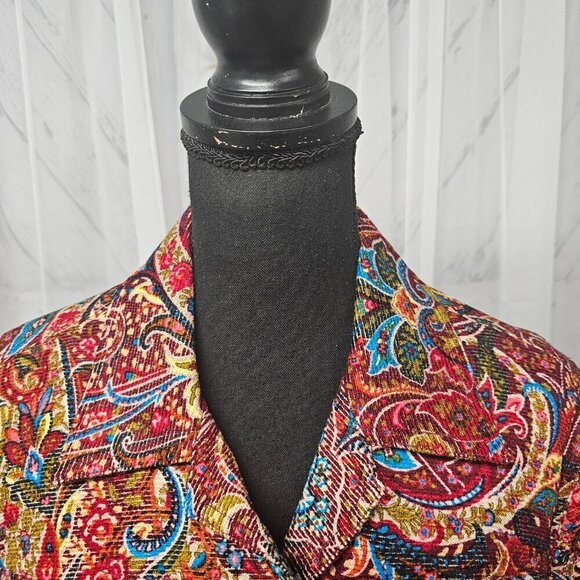 Vintage Coldwater Jacket Red Paisley Tapestry Retro Boho Casual L - Picture 2 of 14